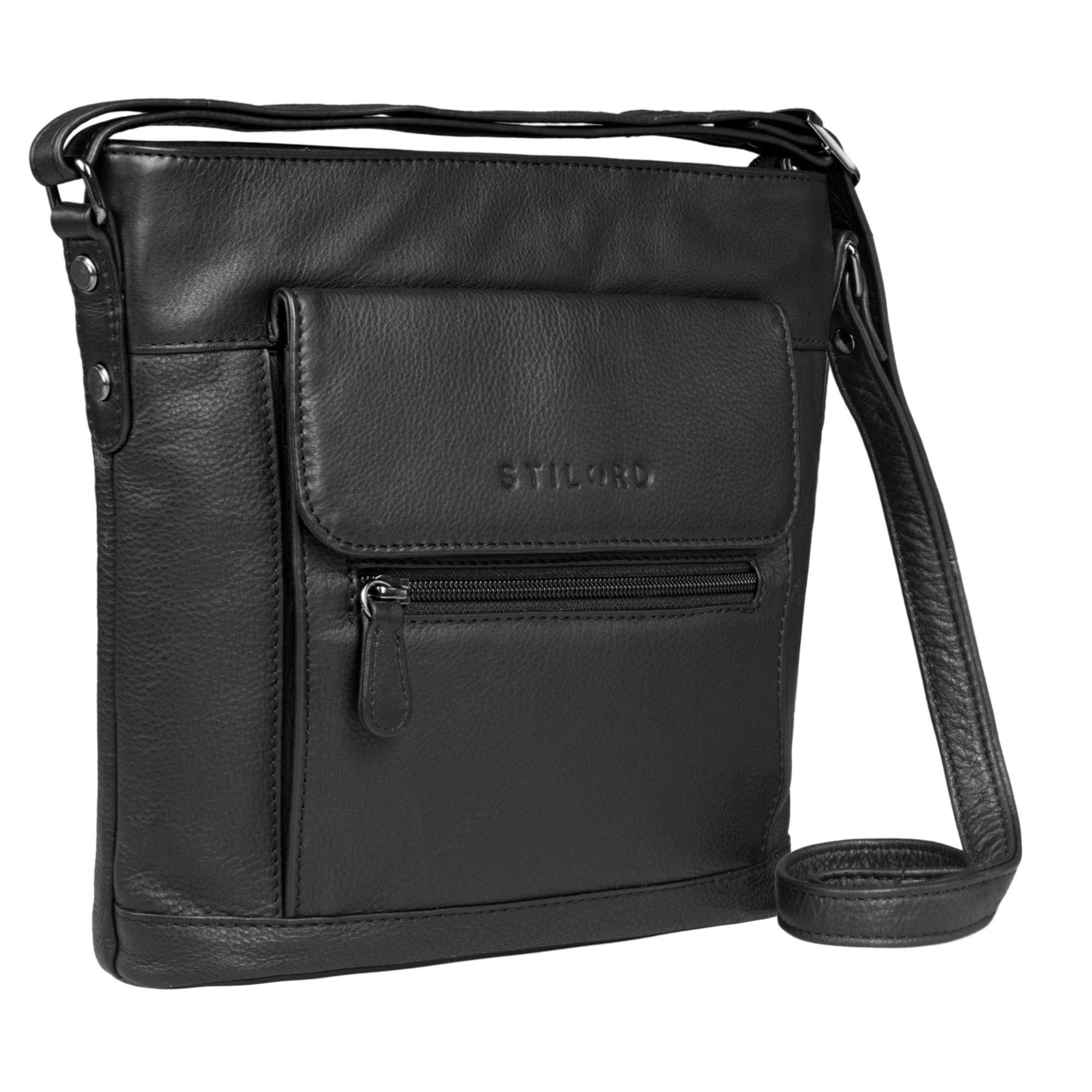 STILORD "Paula" Saddle Bag Women Leather Vintage Shoulder Bag for Ladies Evening Handbag Elegant Crossbody Bags in Genuine Leather Colour:Black