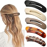 5 Pcs Flat Hair Clips, Large Lay Flat Claw Clips for Women Girls,Strong Hold Non-slip Matte Hair Claws for Thick Thin Hair(Black&Tortoise)