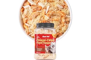 Just Try 8 OZ Raw Antarctic Krill Freeze Dried Cat & Dog Food Toppers Mixers Meal Toppers Low Calorie with Real Chicken Egg Yolk, High Protein Food Toppers Omega 3 for Picky Eaters Skin & Coat Support