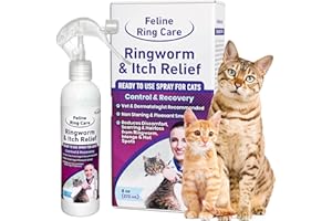 FLEXTRAN Feline Ring Care | Control & Help with Cat Ringworm, Mange, Dermatitis, Dog Paw Yeast. Also works on Dogs, Hamsters, Guinea Pigs, Rabbits, etc. 8 oz Ready to Use Spray for Cats and Itch Relief