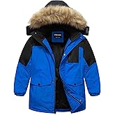 Chrisuno Boy's Med-length Parka Winter Coat Waterproof Outwear Ski Snow Jackets Thick Padded Insulated Windbreaker