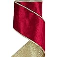 Amazon.com: HUIHUANG 4 inch Velvet Wired Ribbon Red Christmas Tree ...