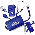 ASA TECHMED Nurse Essentials Professional Kit with Handheld Travel Case | 3 Part Kit Includes Adult Aneroid Sphygmomanometer Blood Pressure Monitor, Stethoscope, Diagnostic Otoscope (Blue)