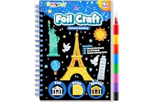 FUNNYB&G Foil Art Craft Activity for Kids - Gift for Girls Boys Crafts for Kids Fun Art Supplies DIY Creative Travel Toys, Birthday Gift Party Favor Toys for Girls 4 5 6 7 8 9 Years Old(Buildings)