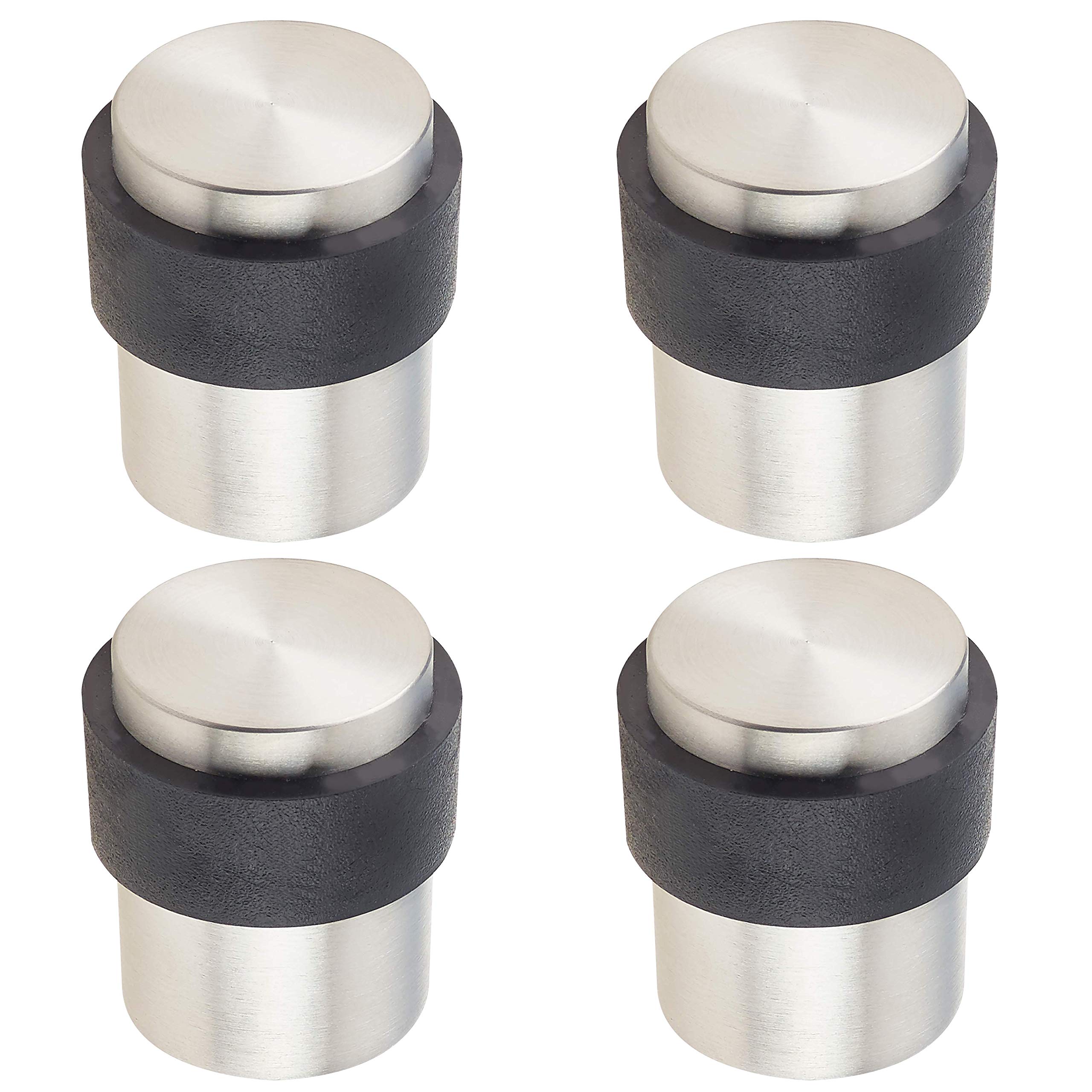 Door Stop Floor Mounted Concealed Fixing Flat Top Satin Stainless Steel 30mm Diameter Pack of 4