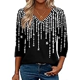 Zeagoo 3/4 Length Sleeve Womens Tops Casual V Neck Shirts Soft Basic Tees Business Work Blouses