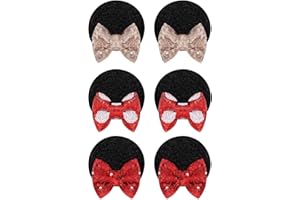 CHOICBABY 6Pcs Baby Girl Clips Mouse Ears Clips Bows with Sequin Polka Dot Bow Baby Hair Clips Bows for Girls