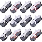 Comfoex 12 Pairs Boys Socks - Ankle Low Cut Athletic Half Cushioned Short Socks For Kids 4-6, 6-8, 8-10 Years Old