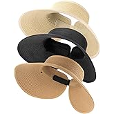 FURTALK Straw Sun Visor Hats for Women UPF 80+ Wide Brim Pontytail Summer Beach Hats