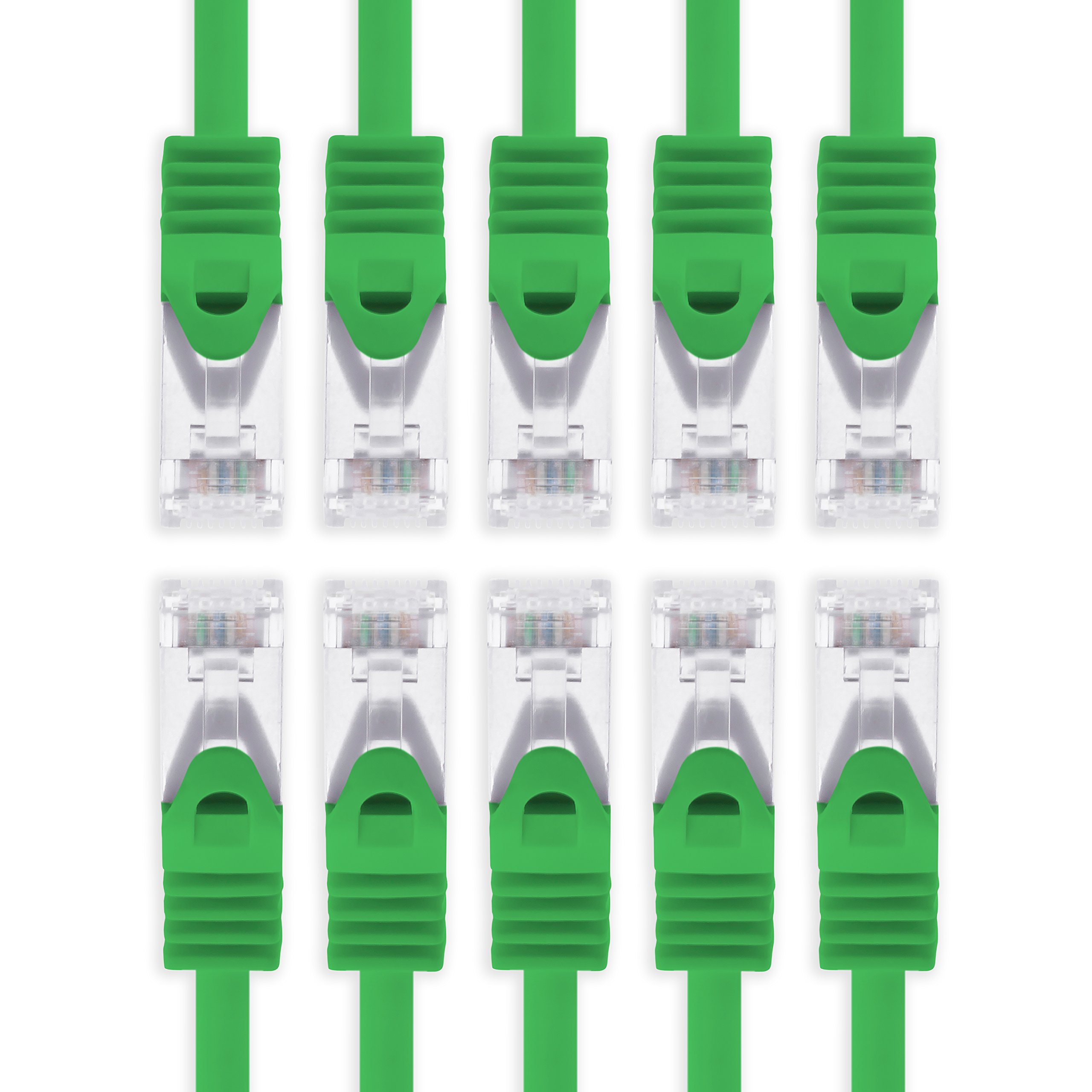 1aTTack.de 0.5m - green - 10 pieces CAT.7 network cable Sftp (raw cable) patch cable (SET) 10000Mbit/s - 500 MHz assembled with 2 RJ45 plugs Cat6a