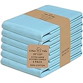Urban Villa Kitchen Towels 100% Cotton Dish Towels for Kitchen(Set of 6) 20”x30” Dish Cloths Highly Absorbent Kitchen Linen Set with Hanging Loop Perfect for Drying Dishes Cleaning Hand Towels – Aqua