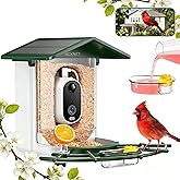 TECKNET Smart Bird Feeder with Camera, 2K UHD Video, AI Bird Species Identification, Instant Arrival Alerts, Solar Powered, Waterproof Birdhouse Camera, Gift for BirdLovers, Family, Deep Green&White
