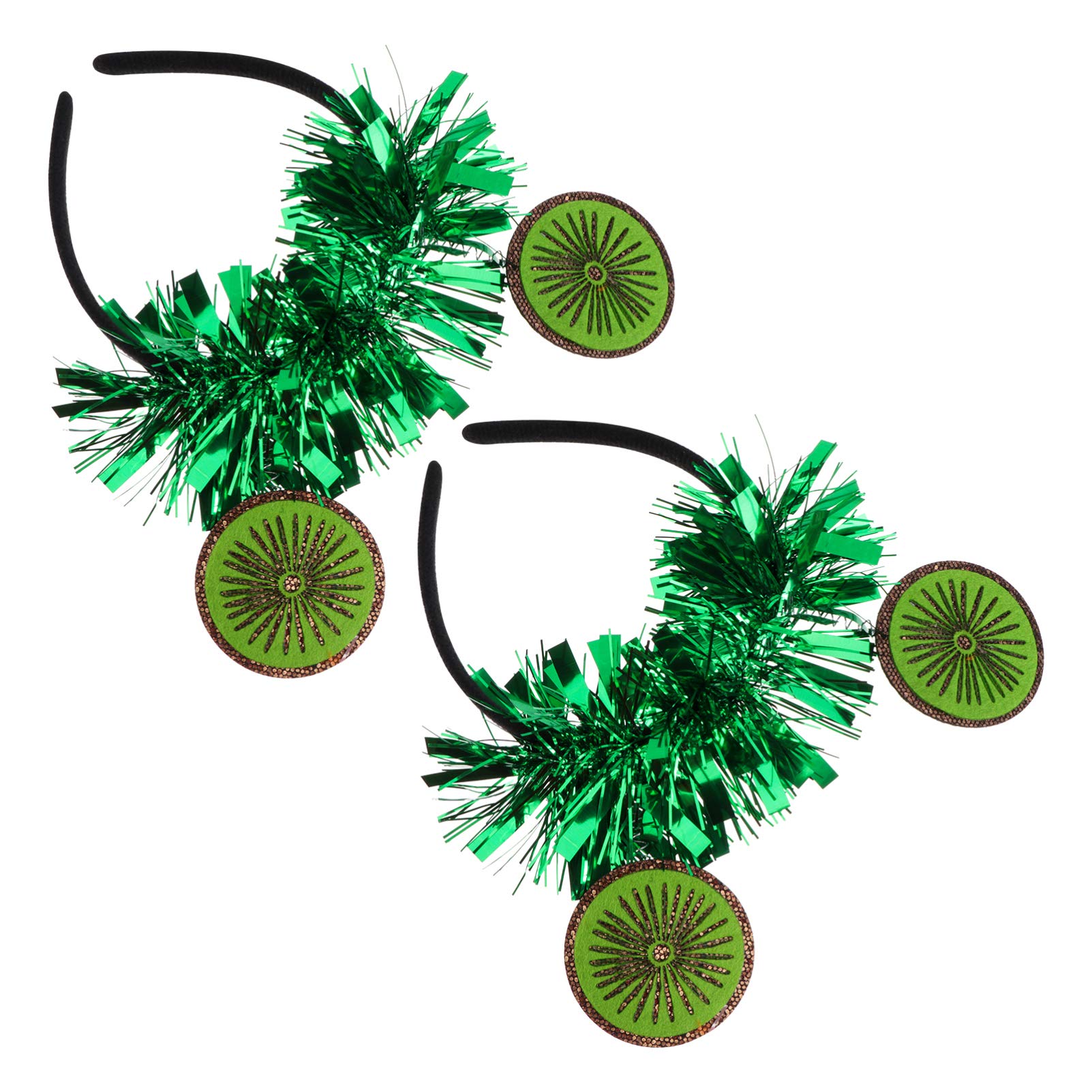Amosfun 2pcs Hawaiian Party Head Boppers Kiwi Fruit Headband Glitter Summer Luau Hair Hoop Novelty Hair Accessory for Kids Beach Parties Green
