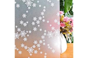 Niviy Christmas Decorations Privacy Window Film Snowflakes Window Clings Decals Stickers Non Adhesive Frosted Glass Film Heat Control 17.7” x 78.7”