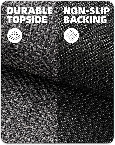 COLOR&GEOMETRY LARGE THIN FRONT DOOR MAT INDOOR ENTRANCE NON SLIP RUBBER BACKED, 32″X48″ INDOOR DOOR MATS FOR ENTRYWAY, DIRT TRAPPER DOUBLE DOORMAT, WASHABLE FRONT DOOR RUGS, CHARCOAL GREY