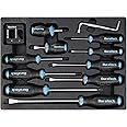 DURATECH 12-Piece Magnetic Screwdriver Set, 5 Phillips and 5 Slotted Tip S2 Alloy Steel Screwdriver Set, 1 pc Magnetizer Demagnetizer, 1 pc CR-V Offset Screwdriver, Storage Tray Included