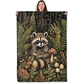 UNDAHIS Cute Raccoon Blanket, Soft Cozy Warm Throw Blanket for Adults Kids Women, Comfy Lightweight Fuzzy Flannel Blankets for Couch, Travel, Car, Home Decor 60×50 Inch