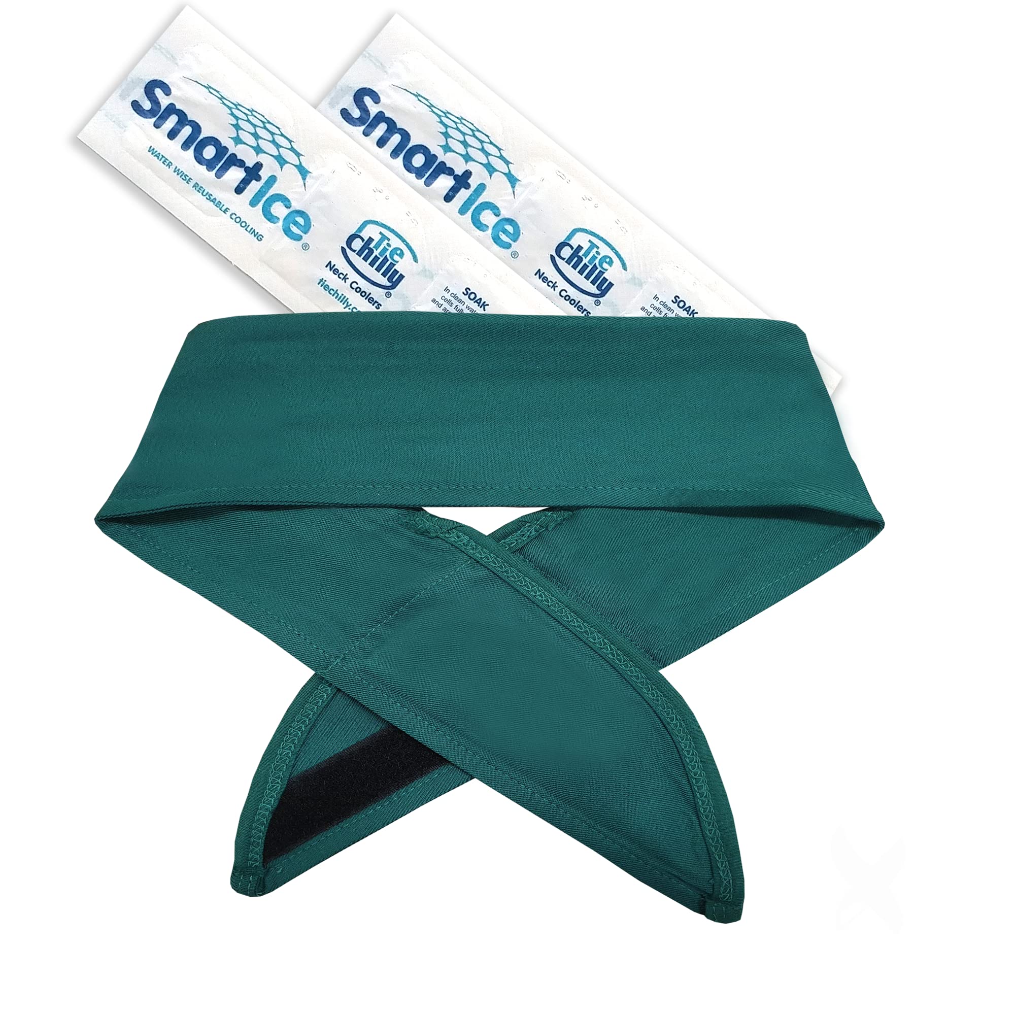 Tie Chilly Neck Cooler, with 2 Smartice Cooling Strips, Providing Prolonged Cool Comfort at Home, Work or Play (Forest Green (Plain))