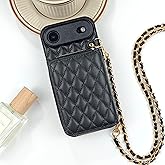 Compatible with iPhone 17 Air Case Wallet for Women, Stylish Crossbody Wallet Case with Detachable Chain Strap&Card Slots Holder, Quilted PU Leather Kickstand Phone Cases for iPhone 17 Air, 6.5 inch