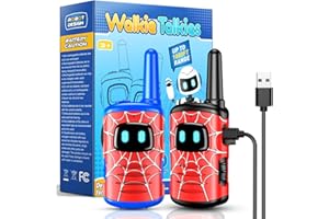 COMEDYFUN Walkie Talkies for Kids Boys Rechargeable: 2 Pack Kids Walkie Talkies Outdoor Toys for 3 4 5 6 7 8 Year Old Boy Christmas Birthday Gifts Stocking Stuffers for Grandkids Age 3-8 Year Old Hiking Camping