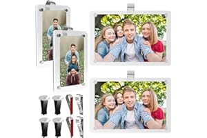 hurifeng 2 Pack Magnetic Car Visor Picture Frame Clip - Dual Mount Photo Display with Sun Visor & Air Vent Clip - Acrylic Magnetic Photo Holder for Horizontal & Vertical Display