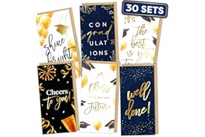 JOYOUSA Graduation Cards 2024 Pack of Money Holder Cards - Bulk 30 Pack with Gold Foil and Envelopes - 6 Artist Rendered Designs - Gift Card Holder Pack College & High School Graduation Gifts Party Supplies Grad