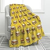 Jekeno Hamburger Food Gifts Blanket for Women Mom Girls Sister Friends Birthday Christmas Valentines Ideas Presents Decor Home Bedroom Living Room Cozy Plush Flannel Throw for Kids Teen Adults 50"x60"