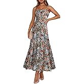 Caracilia Maxi Dresses for Women Formal Mesh Spaghetti Strap Cocktail Wedding Guest Party Floral Flowy Dress 2026 Summer