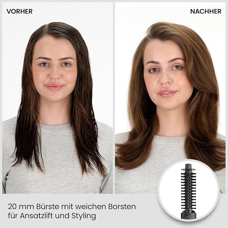 Smooth Finish 1200 – 4‑in‑1 Warmluftbürste zum Trocknen, Formen, Glätten & Volumenstyling, Ionen‑ & Keramiktechnologie, 4 Aufsätze, 1200W, Schwarz/Pink, AS122E