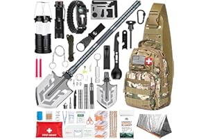 Monterra Survival Kit, 265 Pcs, Emergency Gear and Supplies, First Aid, Bug Out Go Bag, EDC, Molle System Backpack, Hiking, C