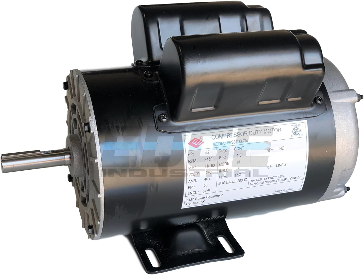 NEW 3.7 HP Compressor Duty Electric Motor, 3450 RPM, 56 Frame, 5/8