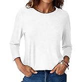 GKBK Womens Tops 3/4 Sleeve Shirts Round Neck Casual Blouses Basic Loose Fit Pullover Tshirts