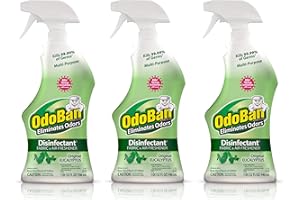 OdoBan Ready-to-Use Disinfectant and Odor Eliminator, Set of 3 Spray Bottles, 32 Ounces Each, Original Eucalyptus Scent