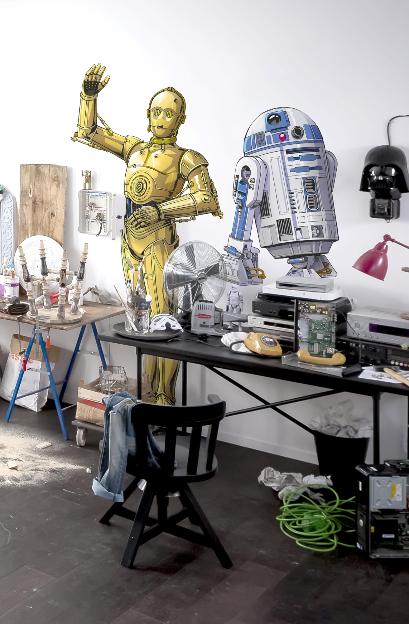Komar Star Wars Self-Adhesive and Contour Cut Fleece Photo Wallpaper Star Wars XXL C - 3PO - Size: 127 x 200 cm - Wall Sticker, Children's Room, Robot, Star Wars