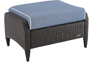 Crosley Furniture KO70067BR-BL Kiawah Outdoor Wicker Ottoman, Blue