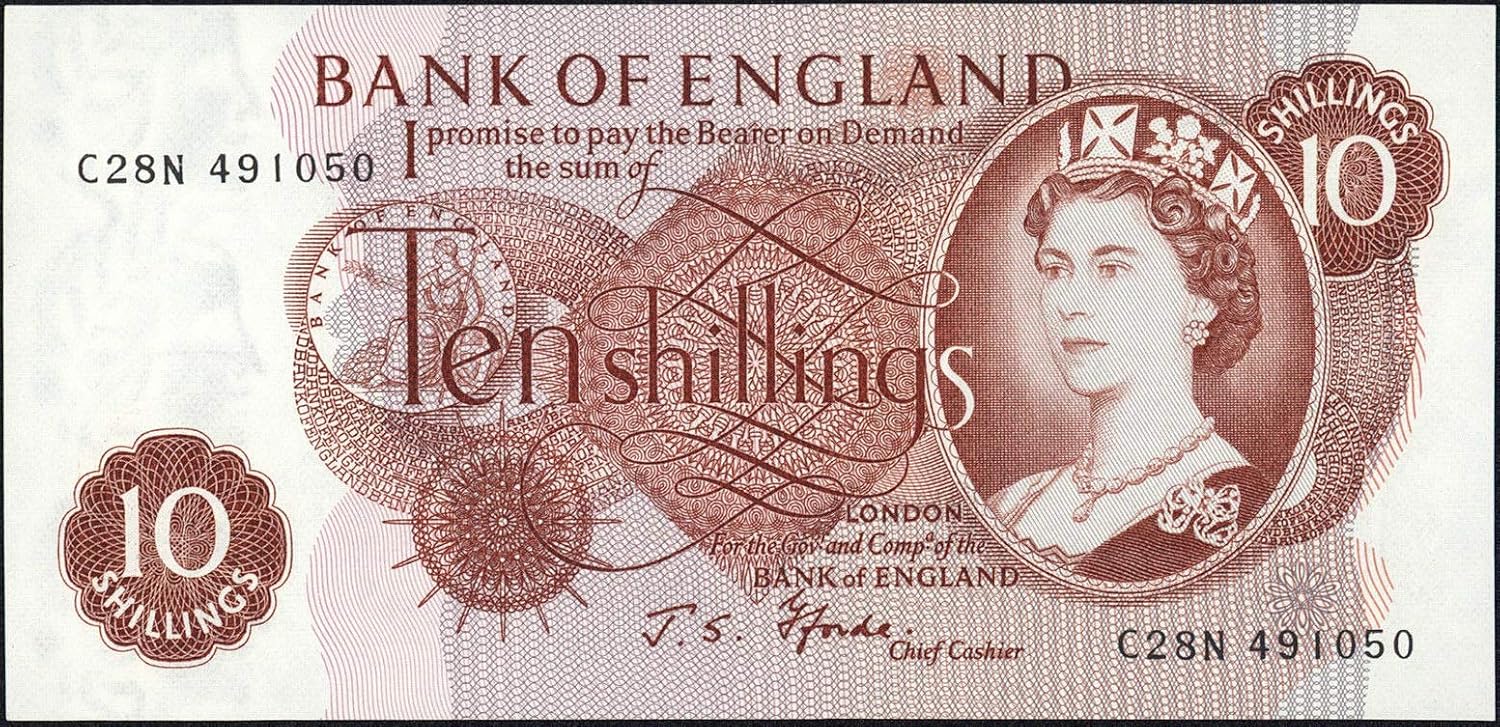 UK GB 10 ten shilling 10/ circulated banknote could be any cashier this note may have writing UK GB 10 ten shilling 10/ circulated banknote could be any cashier this note may have writing