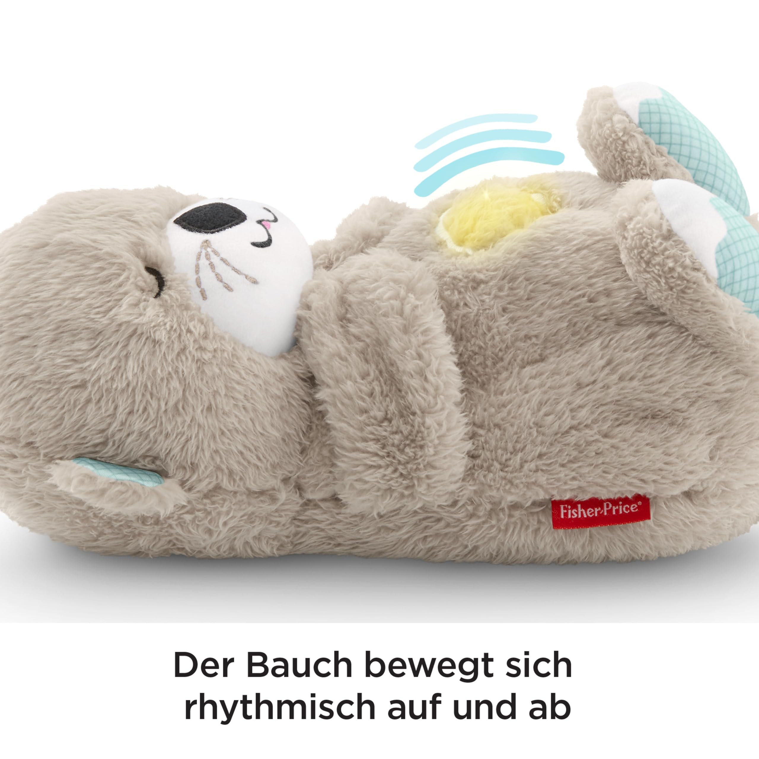 Fisher-Price Schlummer Otter Kuscheltier mit Atembewegung und Musik, Baby Erstausstattung, Neugeborene, Baby Spielzeug ab Geburt, Babyparty und Neugeborenen Geschenk, FXC66 3