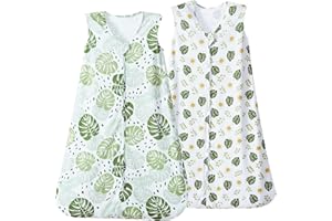 david's kids 2 Pack Baby Sleep Sack 6-12 Months, Rayon Derived from Bamboo，Ultra Soft TOG 0.5 Baby Wearable Blankets with 2-Way Zipper, Medium Size, Leaf