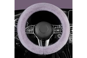 LACDL Fuzzy Winter Steering Wheel Covers for Women, Warm Cute Fluffy Car Wheel Cover for Sedan SUV, Super Soft Furry Girly Auto Plush Car Handle Cover for Cold Weather, Purple, 14-15in, Standard Size