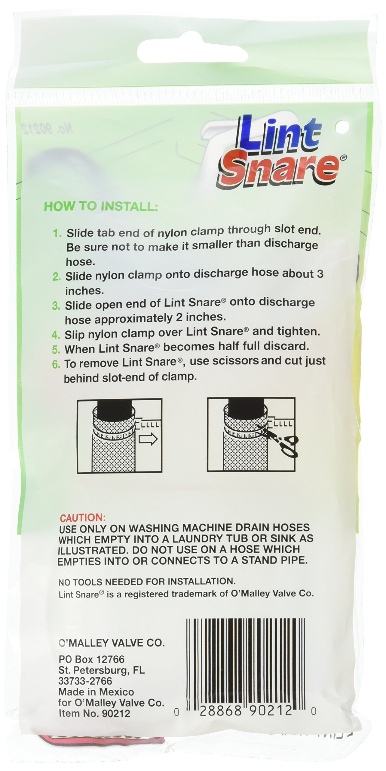Lot of 12 Lint Snare ® Fabric Washing Machine Traps with Ties Clamps (6 Packs of 2)