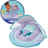 SwimWays Infant Spring Float with Canopy for Kids 3-9 Months | Patented Inner Spring Enhances Balance; Fast Inflation and Carry Bag Included for Easy Travel; Protective Removable Canopy