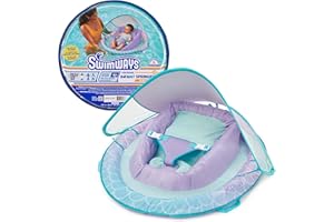 Swimways Infant Spring Float, Baby Pool Float with Canopy & UPF Protection, Swimming Pool Accessories for Kids 3-9 Months, Mermaid