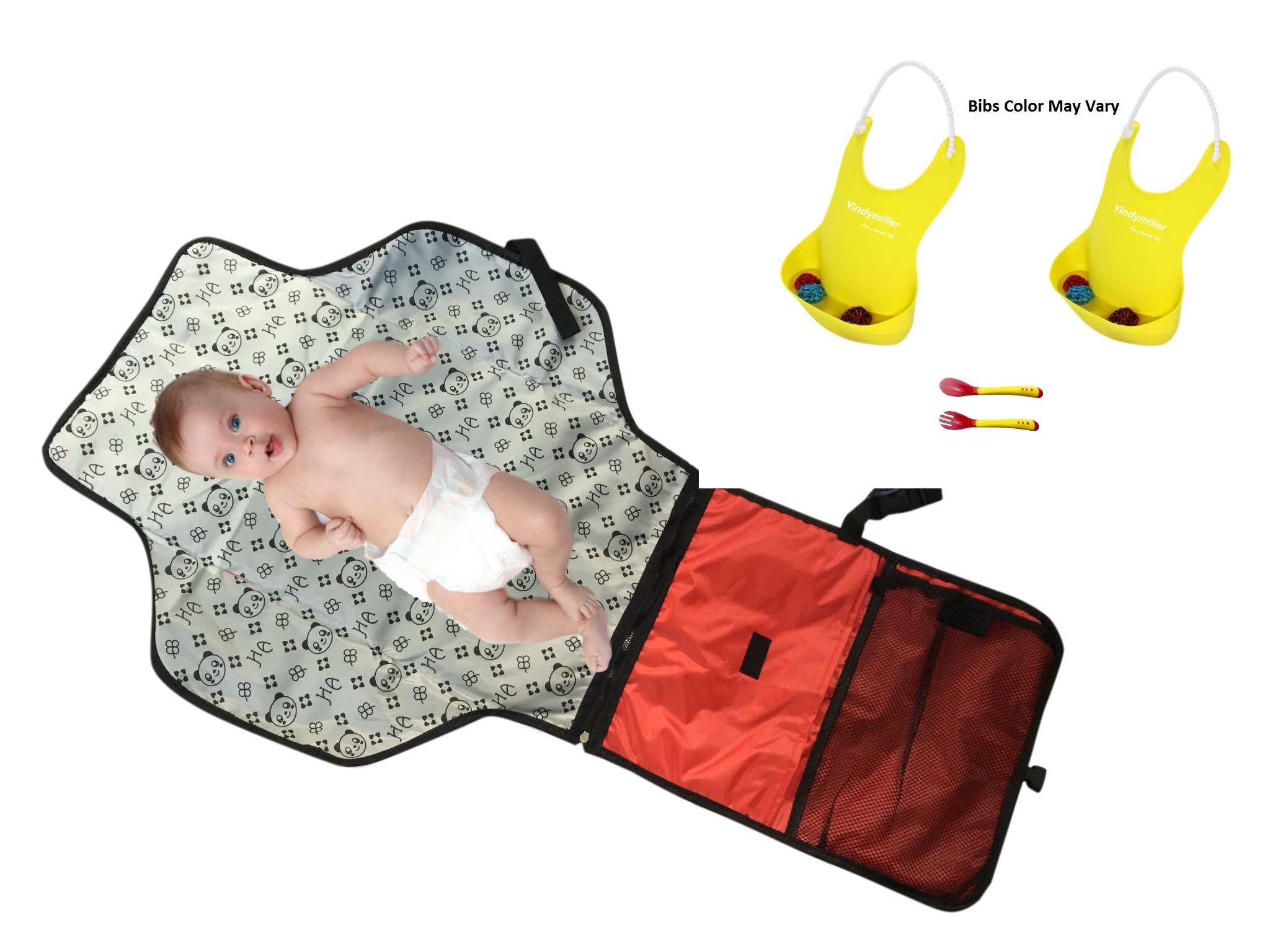 Portable Baby Diaper Changing Pad Mat with builtin Head cushion for