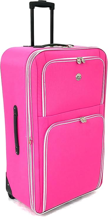 large pink suitcase