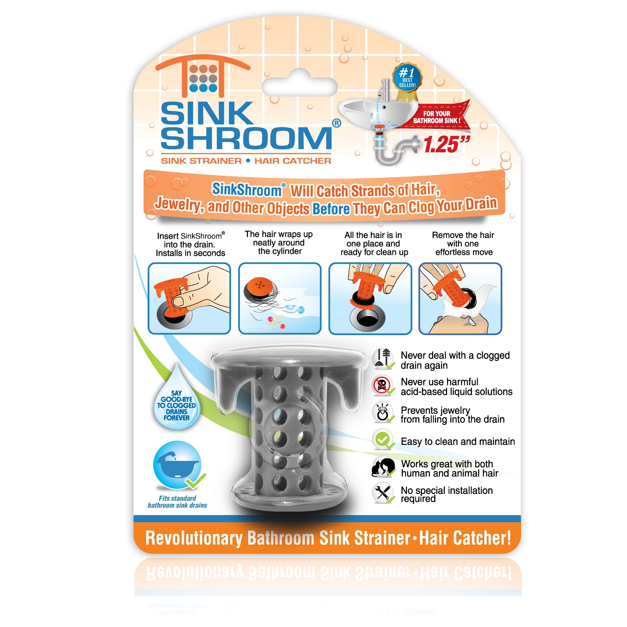 Photo 1 of SinkShroom The Revolutionary Sink Drain Protector Hair Catcher/Strainer/Snare, Gray