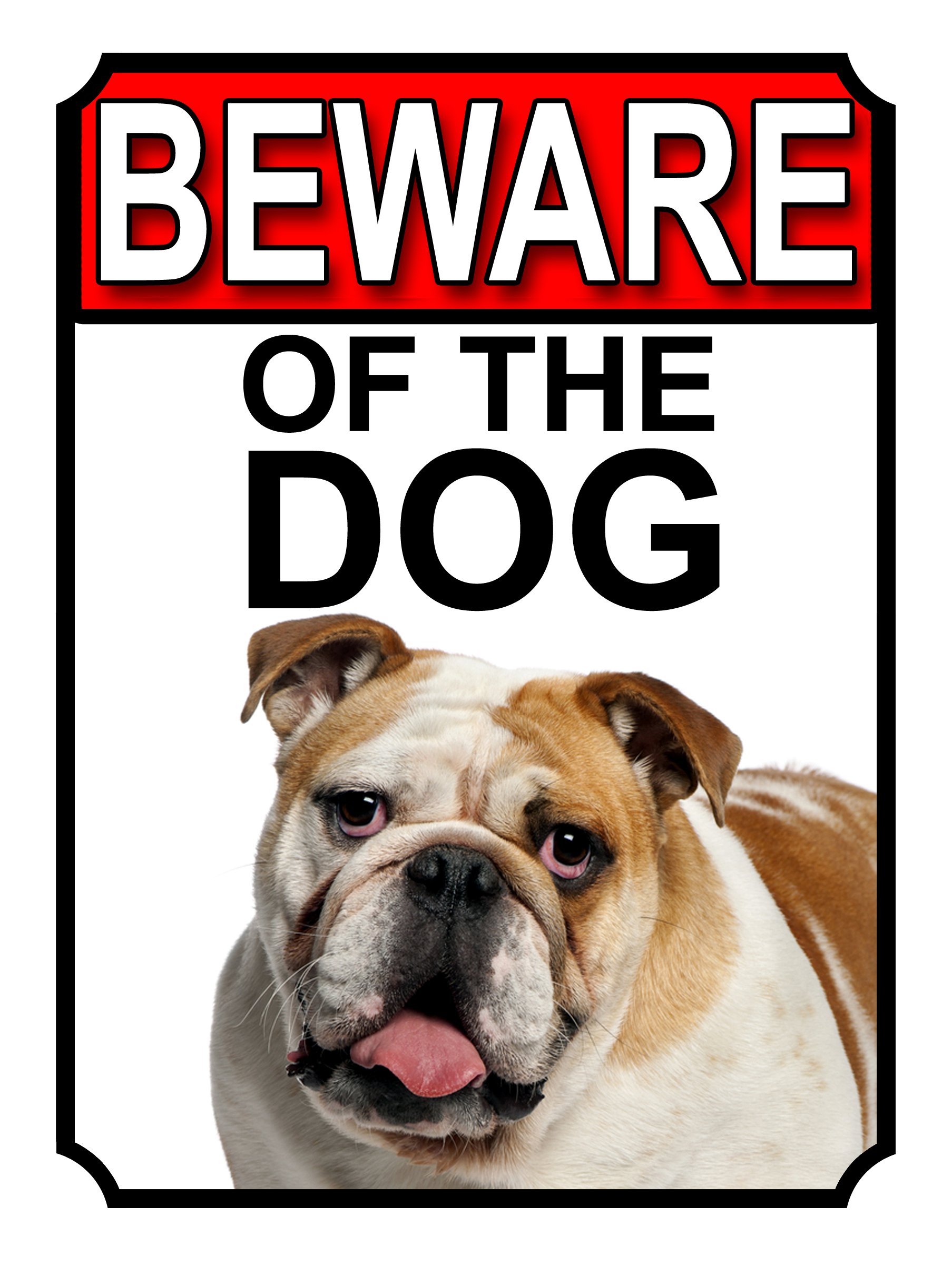 Shawprint Limited BEWARE OF THE DOG METAL GATE SIGN BULLDOG 200MM X 150MM (1121H1)