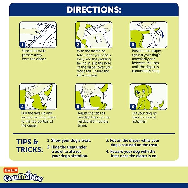 HARTZ DISPOSABLE DOG DIAPERS, SIZE M 32 COUNT, COMFORTABLE & SECURE FIT, EASY TO PUT ON