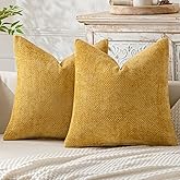 MIULEE Pack of 2 Couch Throw Pillow Covers 18x18 Inch Neutral Gold Modern Boho Accent Decorative Pillow Covers Soft Chenille Farmhouse Cushion Covers for Home Decor Bed Sofa Living Room