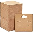 200 Bulk Pack Kraft Paper Earring Cards for Selling Jewelry, Necklaces, Studs, and Pre-Cut Holes, Perfect for Small Business, Retail, and Boutique Display (2x2 in)
