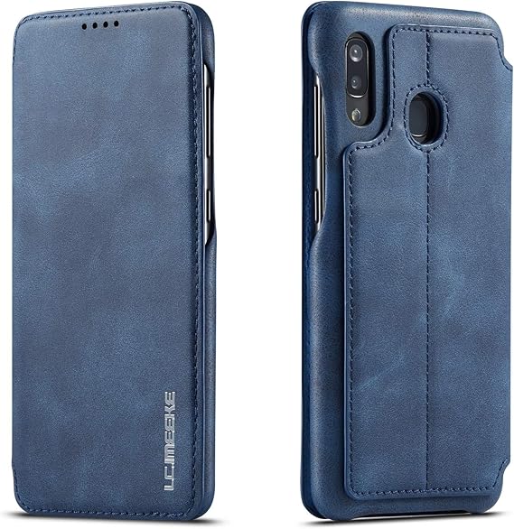 Amazon.com: QLTYPRI Samsung Galaxy A70 Case, Vintage Slim Magnetic Closure PU Leather Case with Stand Function \u0026 Credit Card Slot Holder Shockproof Flip Wallet Case Cover for Samsung Galaxy A70 - Blue